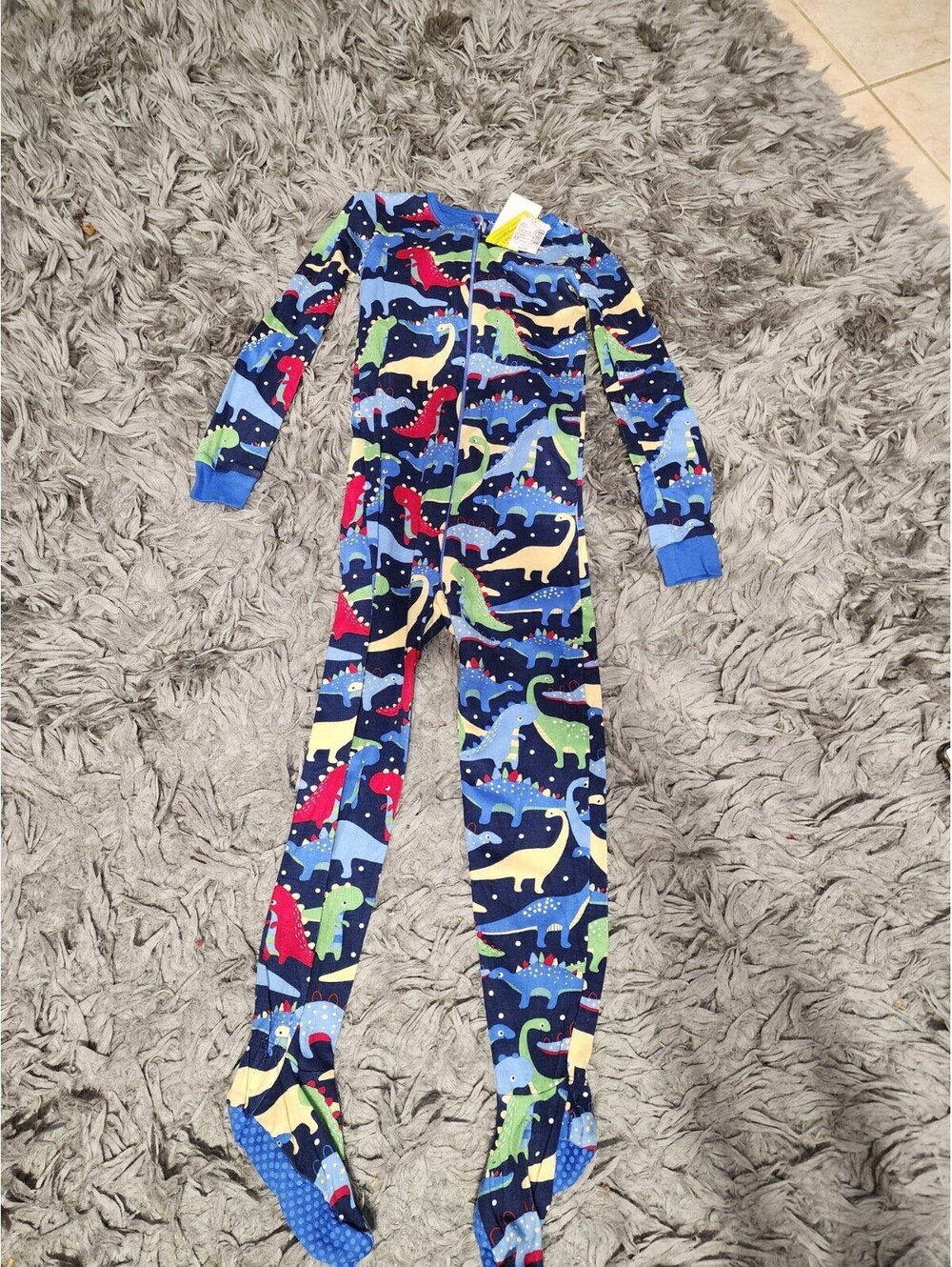 The Children's Place Boys 4T Blue Dinosaur Print One Piece Zip Pajamas
